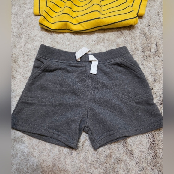 Yellow Striped Baby Outfit with Excavator Design - Picture 3 of 4